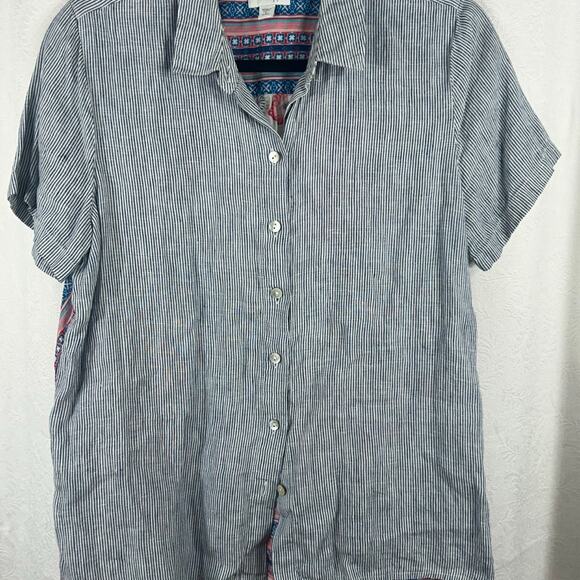 J Jill Button Up Linen Shirt Size Small Petite - Picture 1 of 7